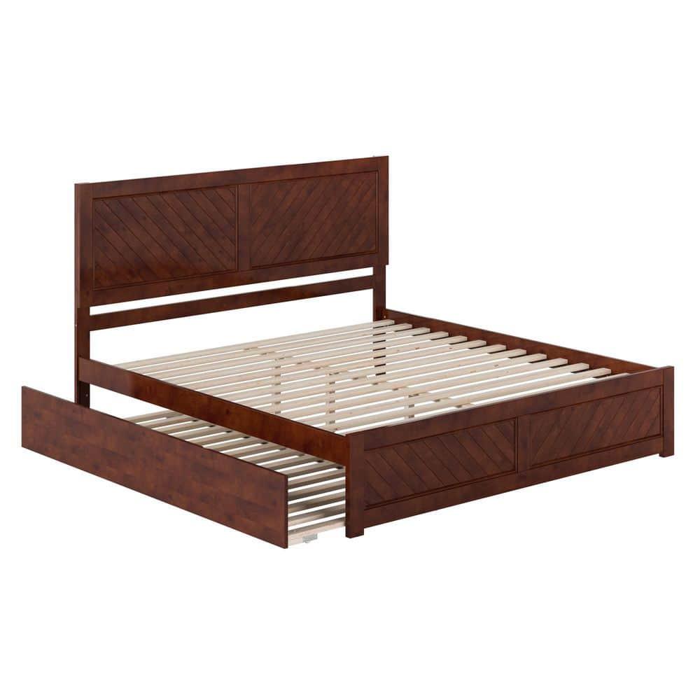 AFI Canyon Walnut Solid Wood Platform Bed with Matching Footboard & Twin-XL Trundle, King
