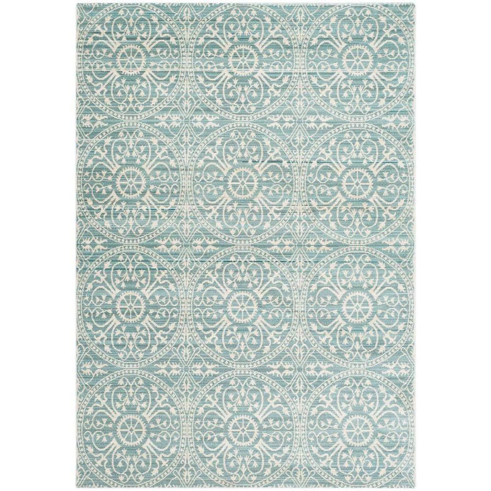 SAFAVIEH Valencia Larry Medallion Polyester Area Rug, Alpine/Cream, 4' x 6'