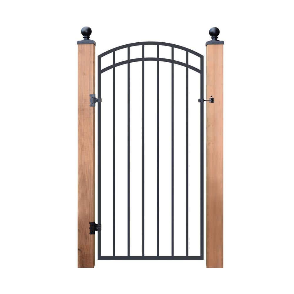 Nuvo Iron GGI0440 33" w x 68" h Garnet Ex. Rail Arched (Designed for Openings of 36" w) Gate, 33" x 68", Black 33" x 68" - Garnet Rail Arched Gate