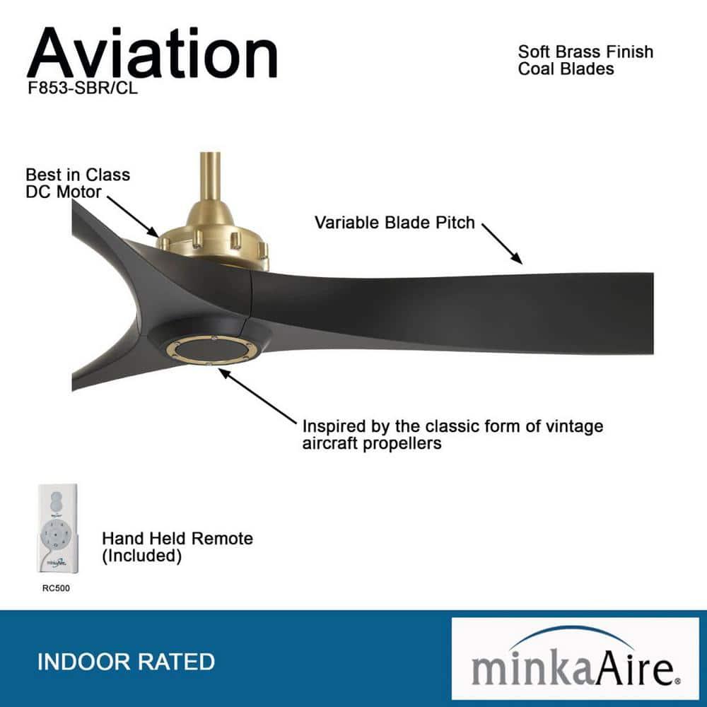 60" Minka Aire Modern Indoor Ceiling Fan with Remote Control Soft Brass Black for Living Room Kitchen Bedroom Family Dining House