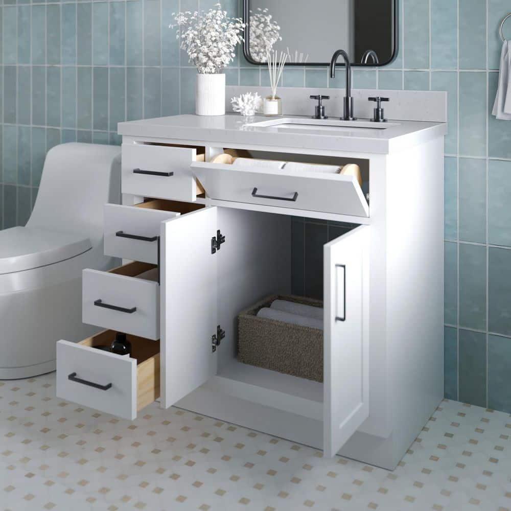 Ariel T036srcqrvo Hepburn 36" Free Standing Single Basin Vanity Set - White