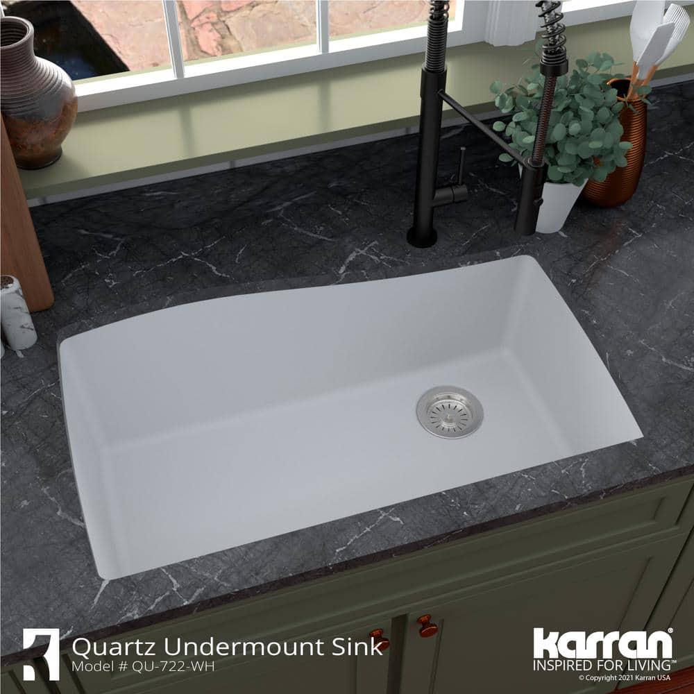 Karran Karran Undermount Quartz Composite 33-1/2'' X 21'' Single Bowl Kitchen Sink QU-722-WH