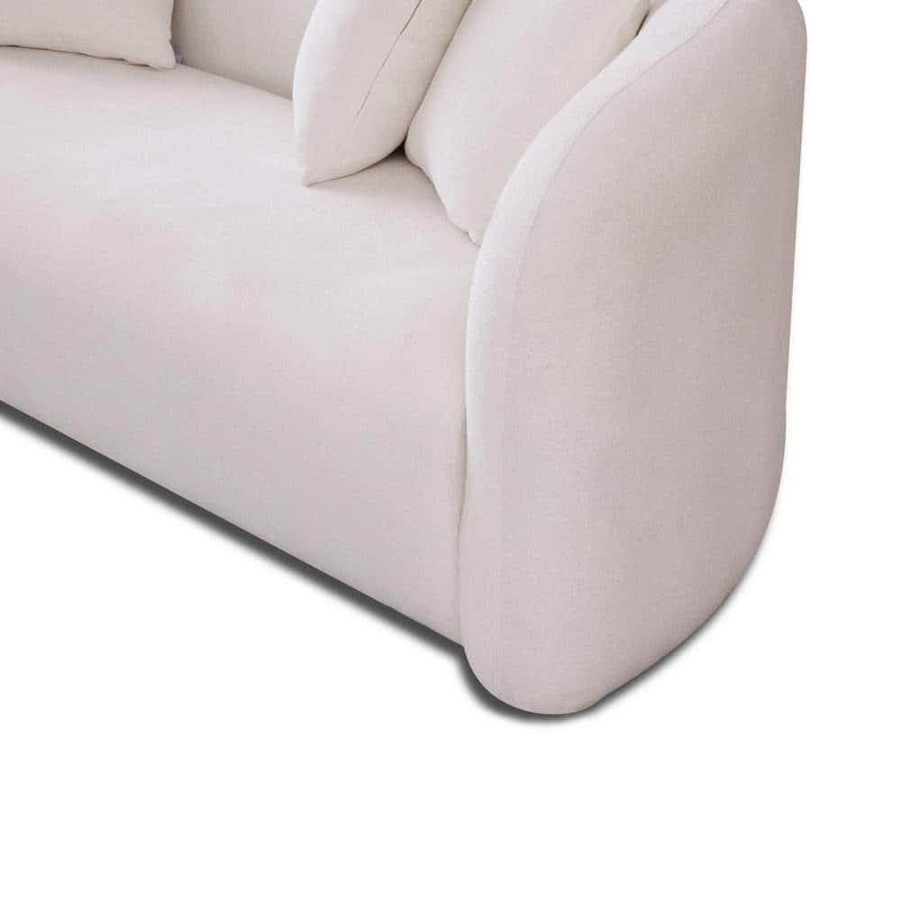 White Microfiber Mid-Century Modern Tight Back Sofa
