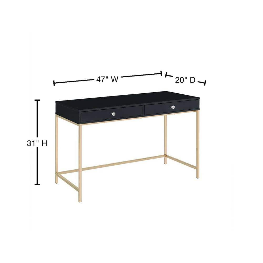 Ottey Writing Desk In High Gloss & Gold Finish,Computer Desk
