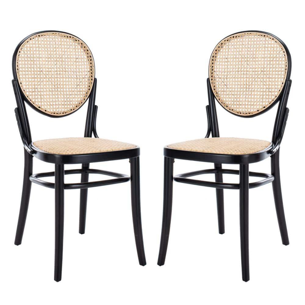 Sonia Cane Dining Chair (Set of 2) - DCH9504 - Black/Natural - Safavieh