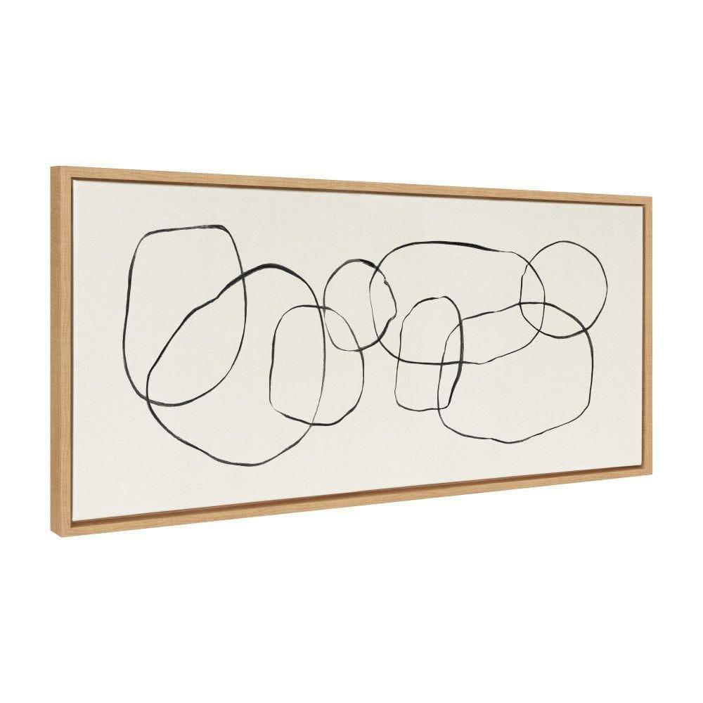 Kate and Laurel Sylvie Dancing Circles Framed Canvas by Teju Reval of SnazzyHues, 18x40, Natural