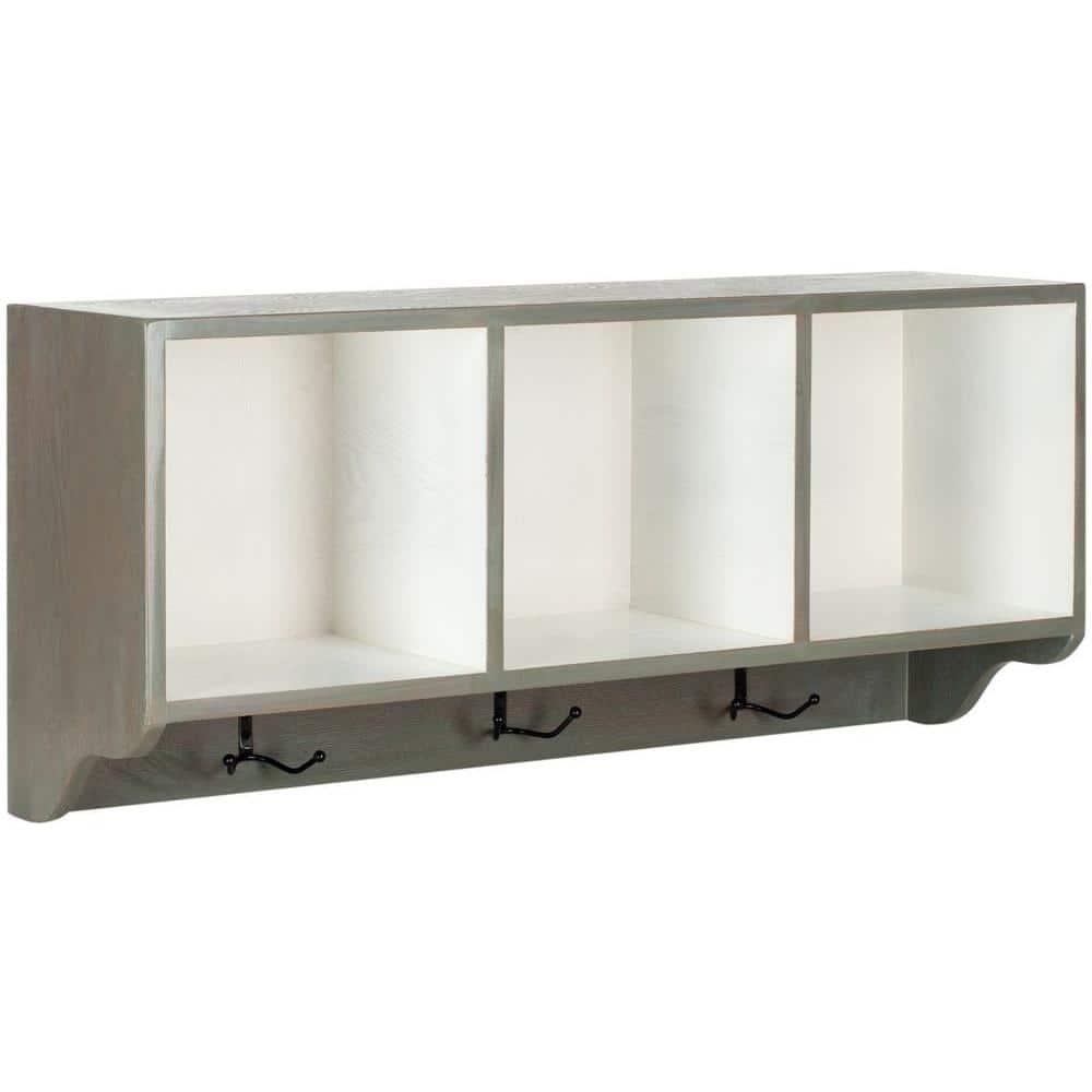 Alice Wall Shelf With Storage Compartments - Ash Grey/White - Safavieh