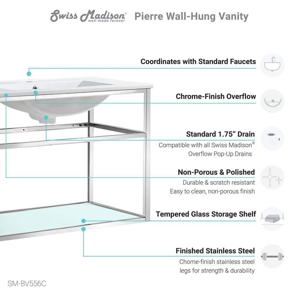 Pierre 30 Single, Open Shelf, Metal Frame Bathroom Vanity