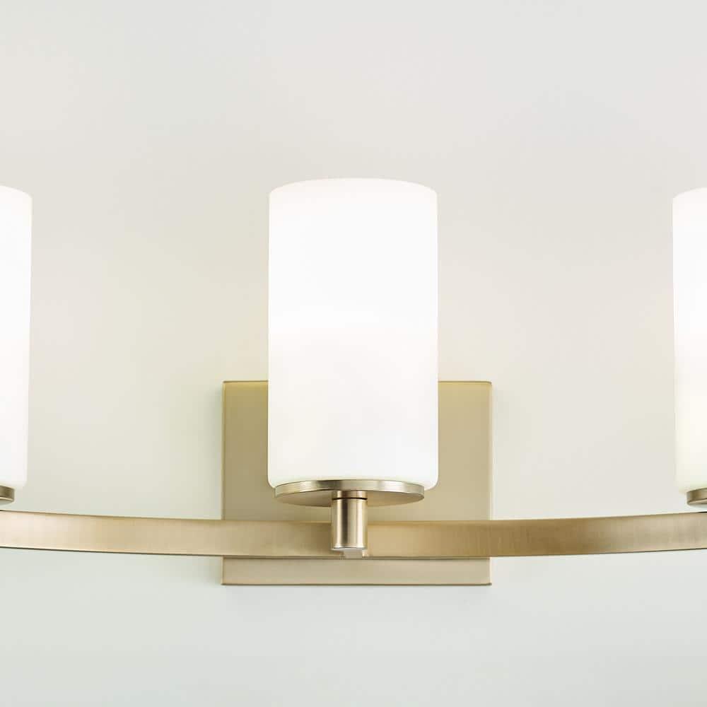 Satin Brass 3-Light Dimmable Bath Vanity Fixture