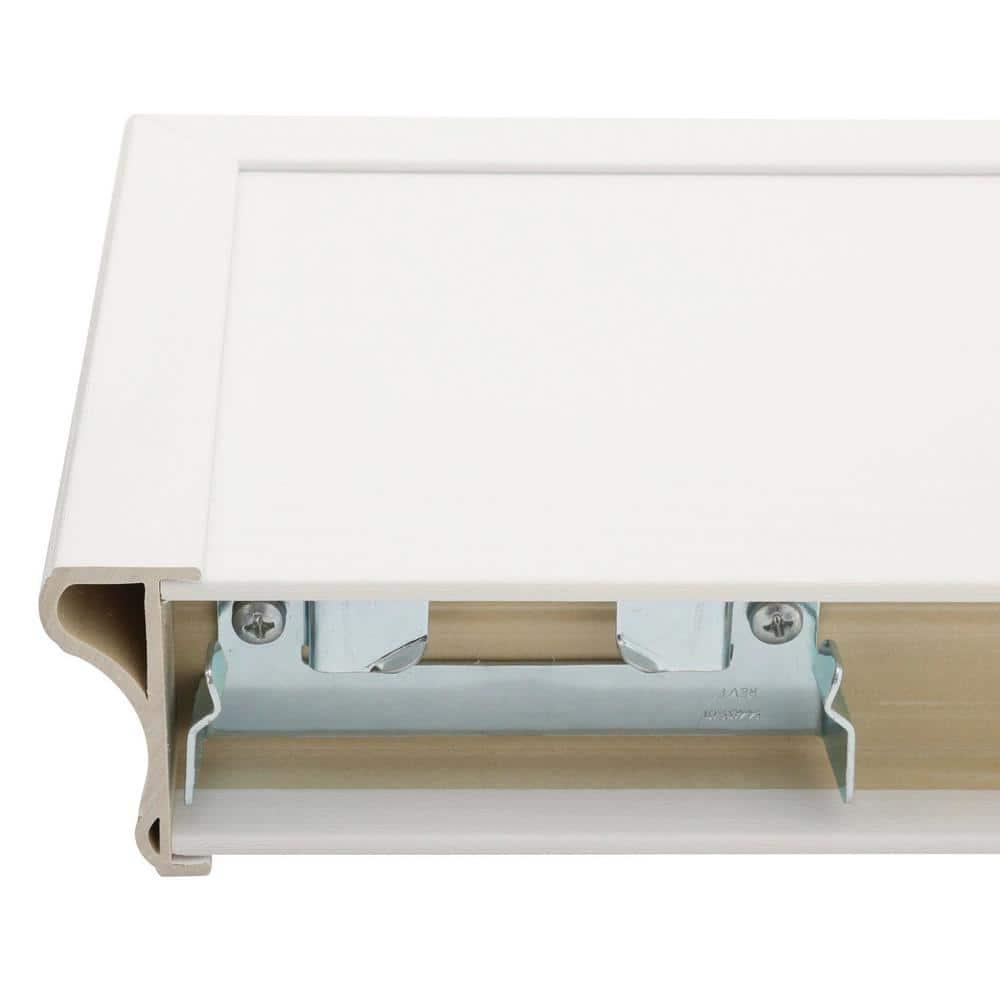 HIGH & MIGHTY Decorative 18" Floating Shelf Holds up to 15lbs, Easy Tool-Free Dry Wall Installation, Beveled, eCommerce Packaging, White
