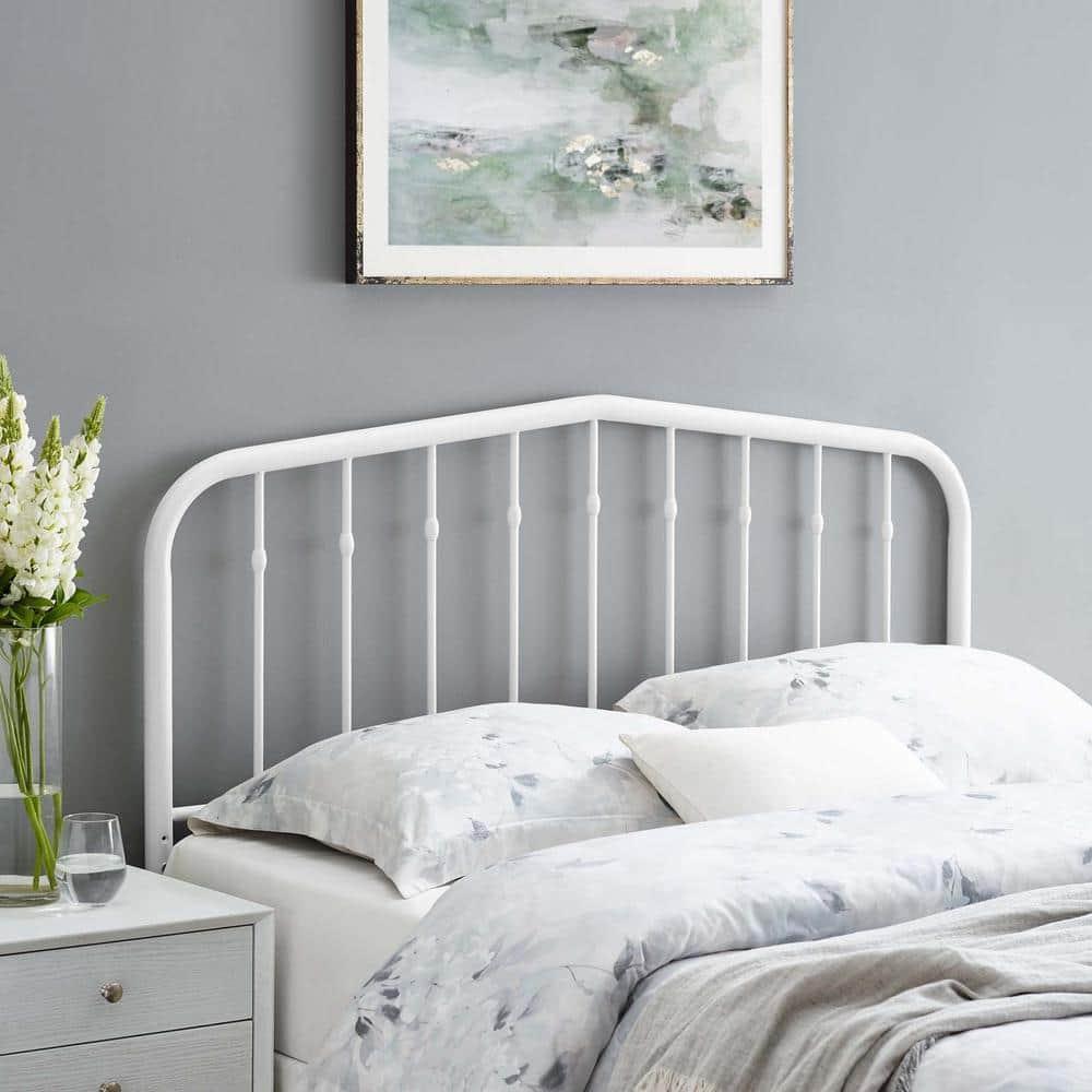 Lennon White Twin Metal Headboard with Adjustable Height