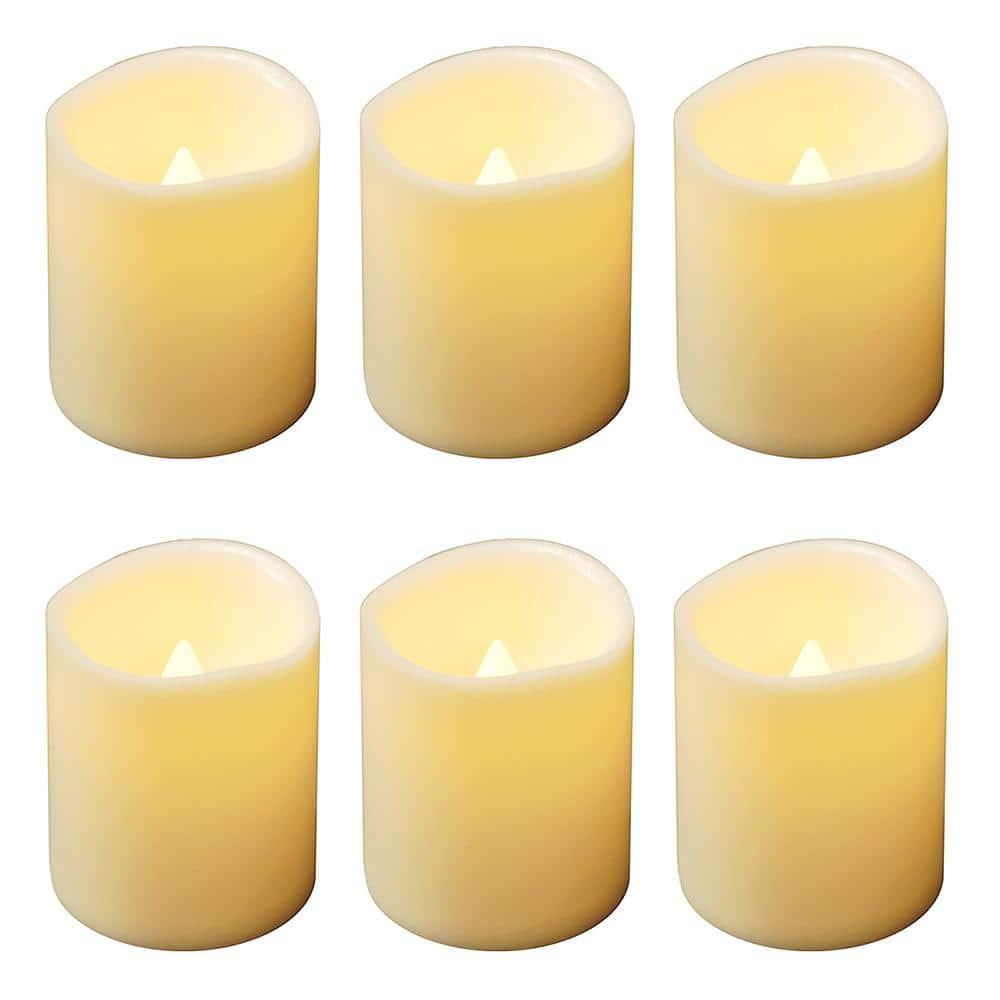LumaBase Battery Operated LED Mini Pillar Candles - Set of 6