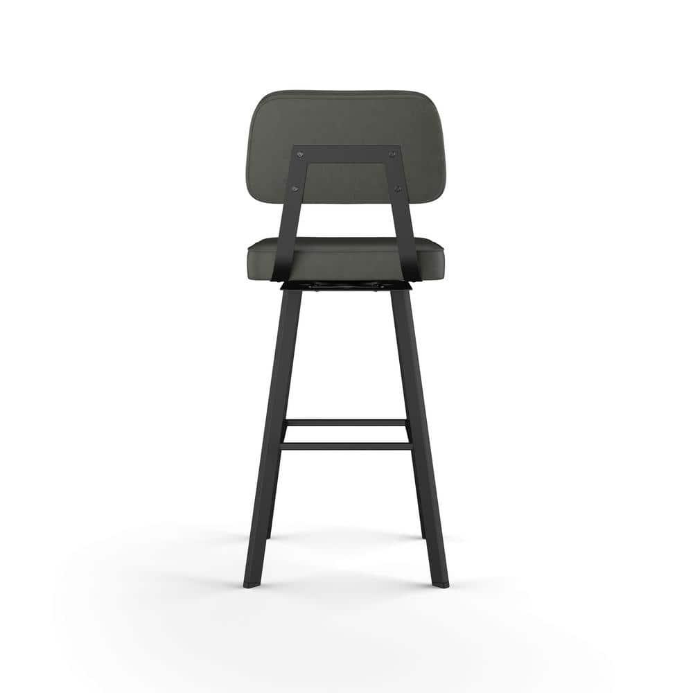 Amisco Clarkson Upholstered Barstool: Faux Leather, Steel Frame, Fixed Height 30", Square Base
