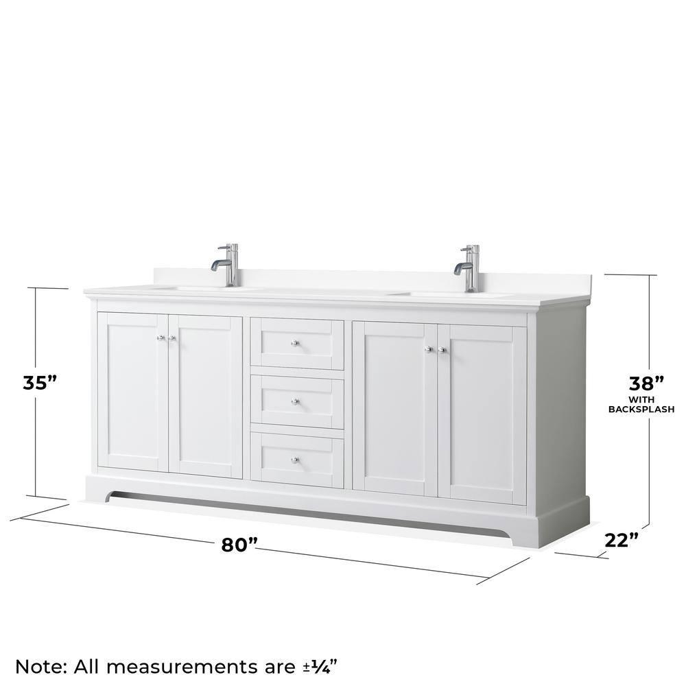 Wyndham Collection Avery 80'' Double Bathroom Vanity with Marble Top with Mirror