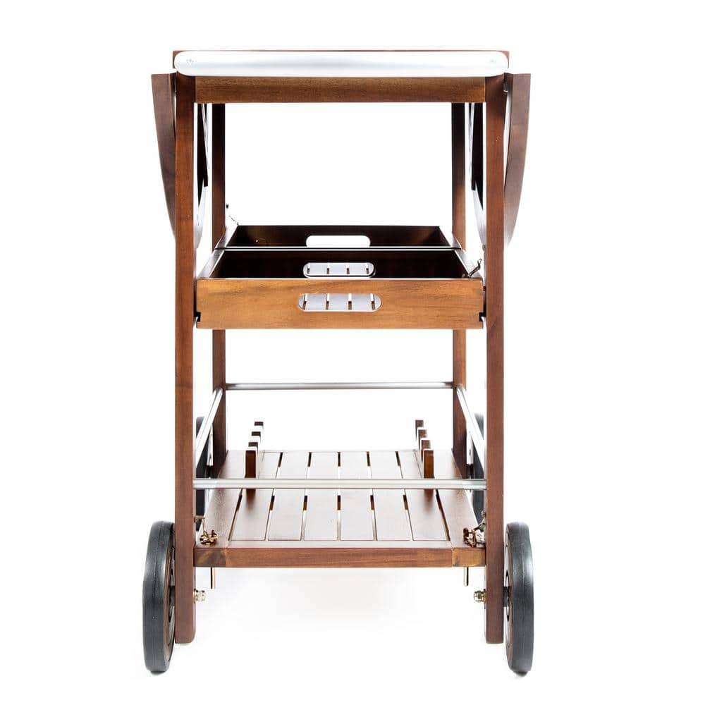 Cynthia Farmhouse Wooden Bar Cart Dark Oak Brown - Christopher Knight Home