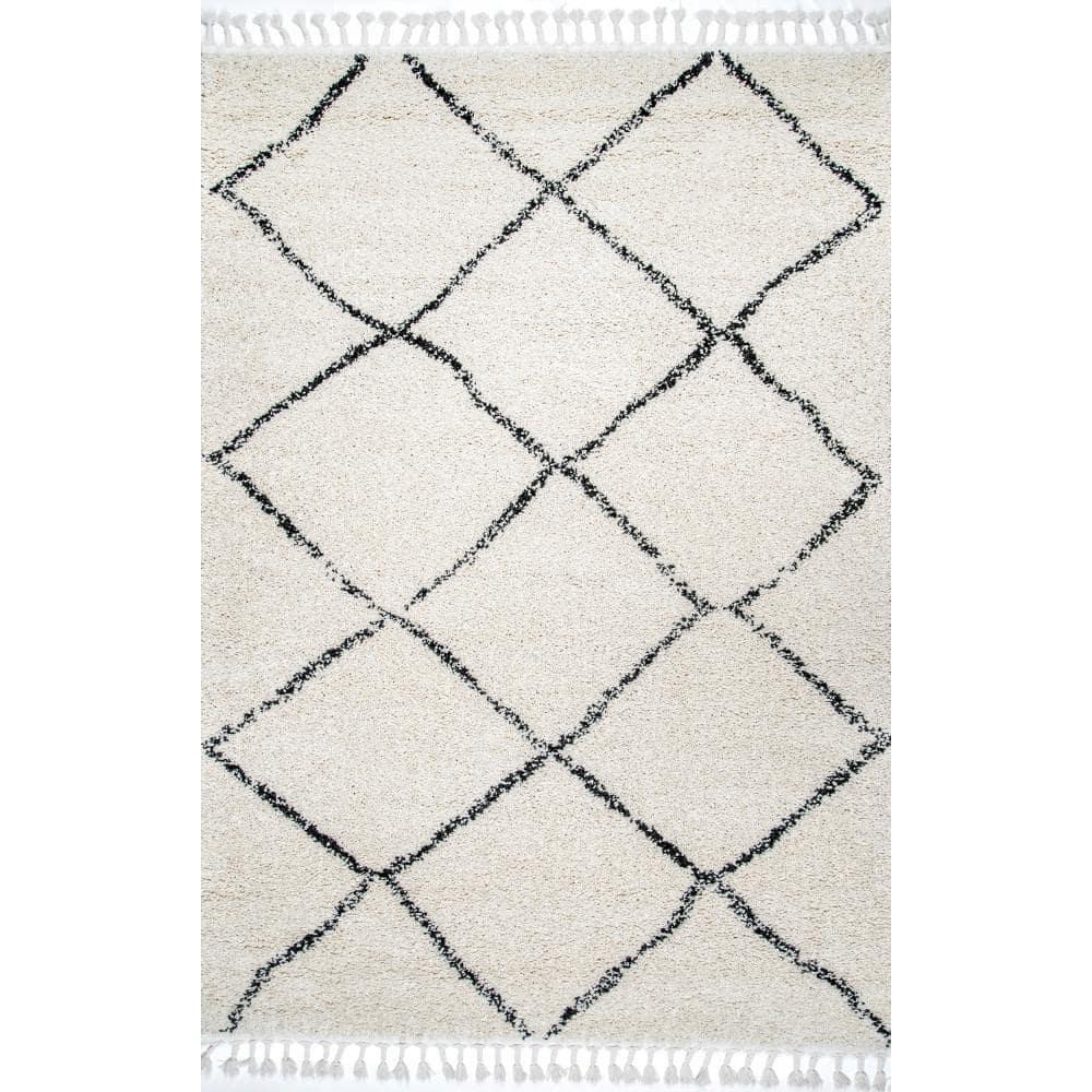 Nuloom Jessie Trellis 10x14 Indoor Area Rug for Living Room Bedroom Dining Room, Off White/Charcoal