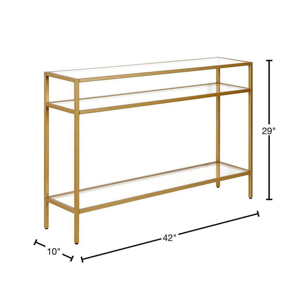 Evelyn&Zoe Siviline 42" Wide Rectangular Console Table, Brass