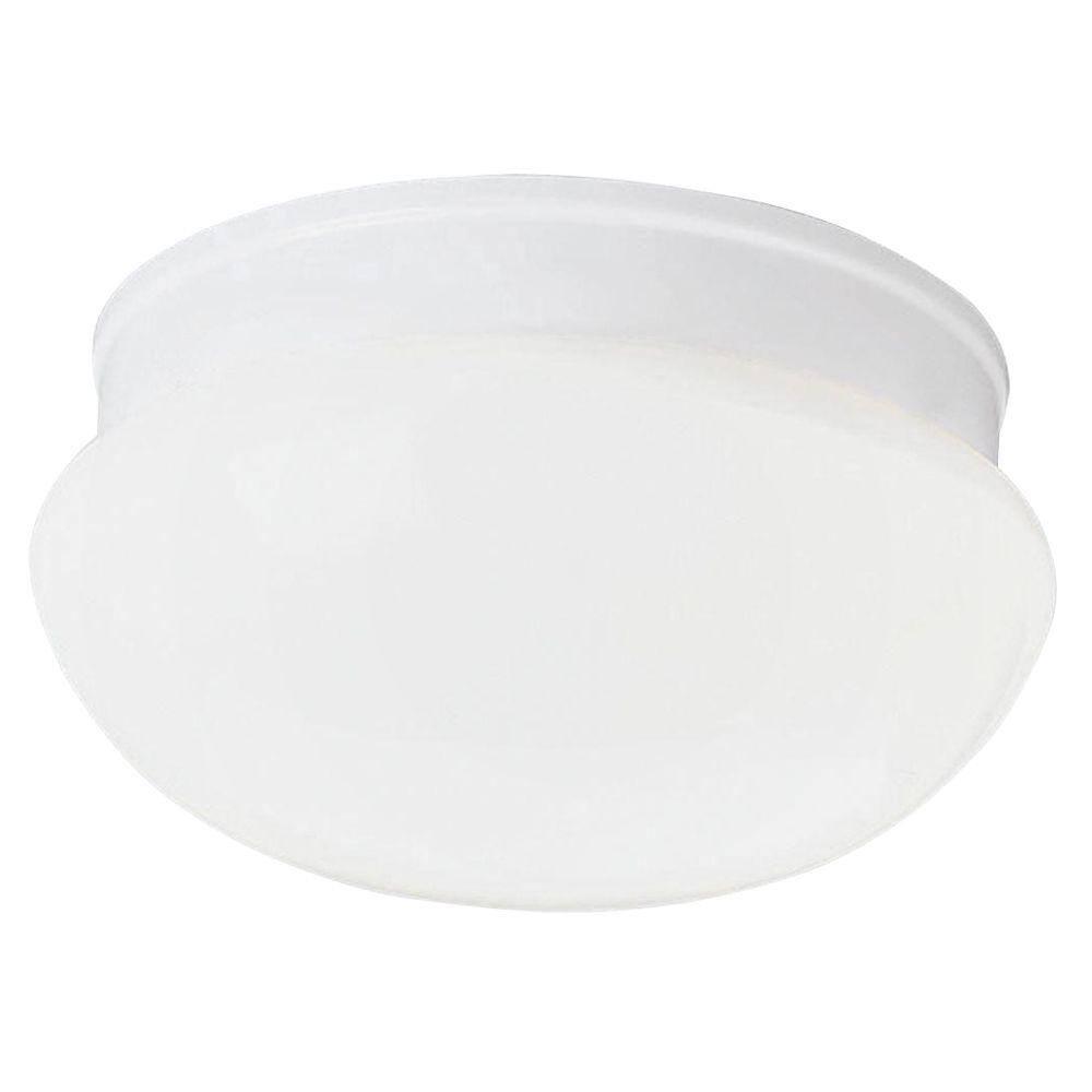 Progress Lighting, Fitter Collection, 2-Light Flush Mount, Brushed Nickel, White Glass Bowl