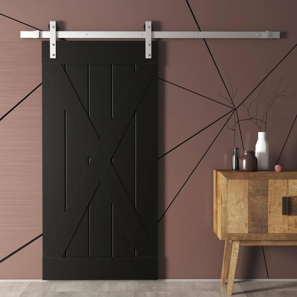 Urban Woodcraft 40'' x 83'' Solid Wood Paneled Painted with Installation Hardware Kit Barn Door