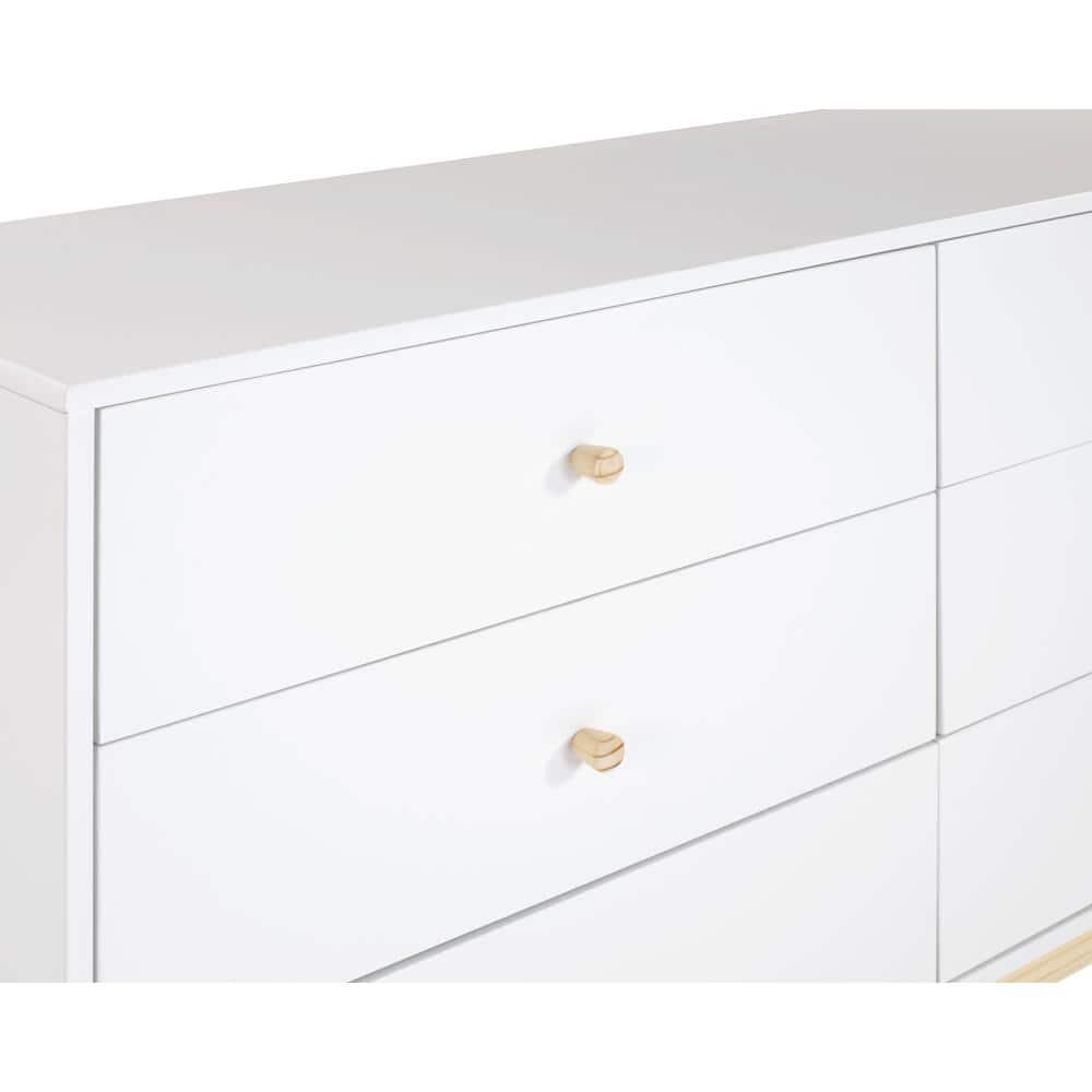 Alaterre Furniture MOD 60 in. Wood 6-Drawer Double Dresser, White, Bedroom Storage Furniture, Metal Drawers Glides, Wooden Drawer Knobs, Kids or Adults Rooms