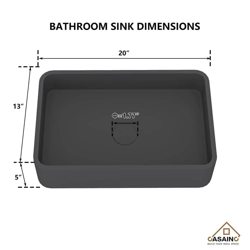 CASAINC Maple 12.79'' Concrete Rectangular Bathroom Sink