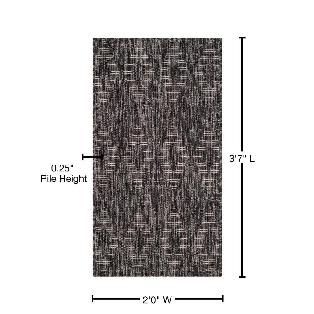 Courtyard CY8522 Power Loomed Indoor and Outdoor Accent Rug - Black/Black - 2'x3'7" - Safavieh