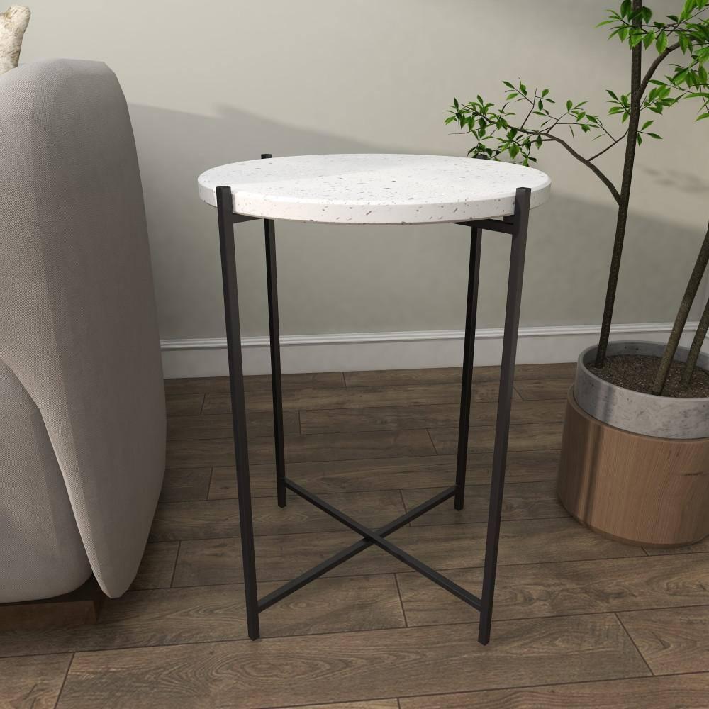 Contemporary Terrazzo Accent Table White - Olivia & May