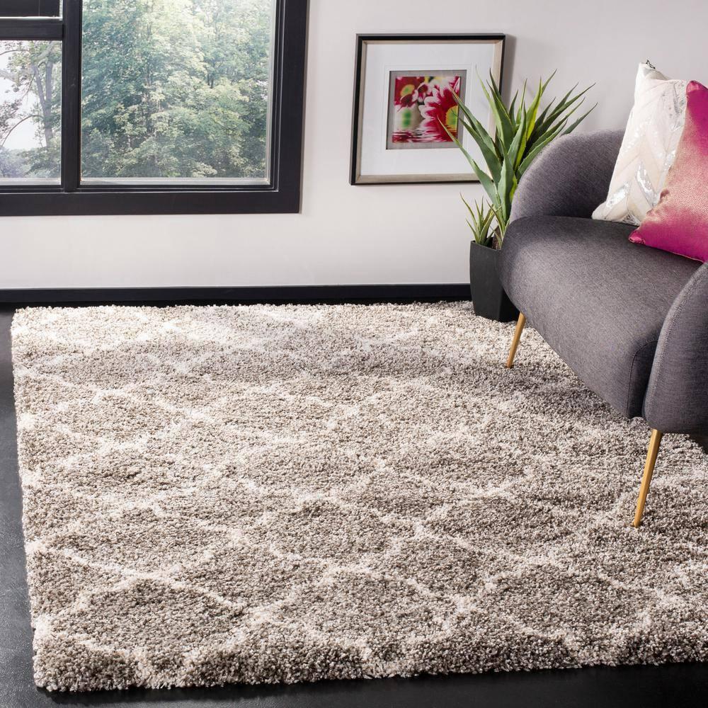 Hudson Shag SGH282 Power Loomed Indoor Area Rug - Grey/Ivory - 6'x9' - Safavieh