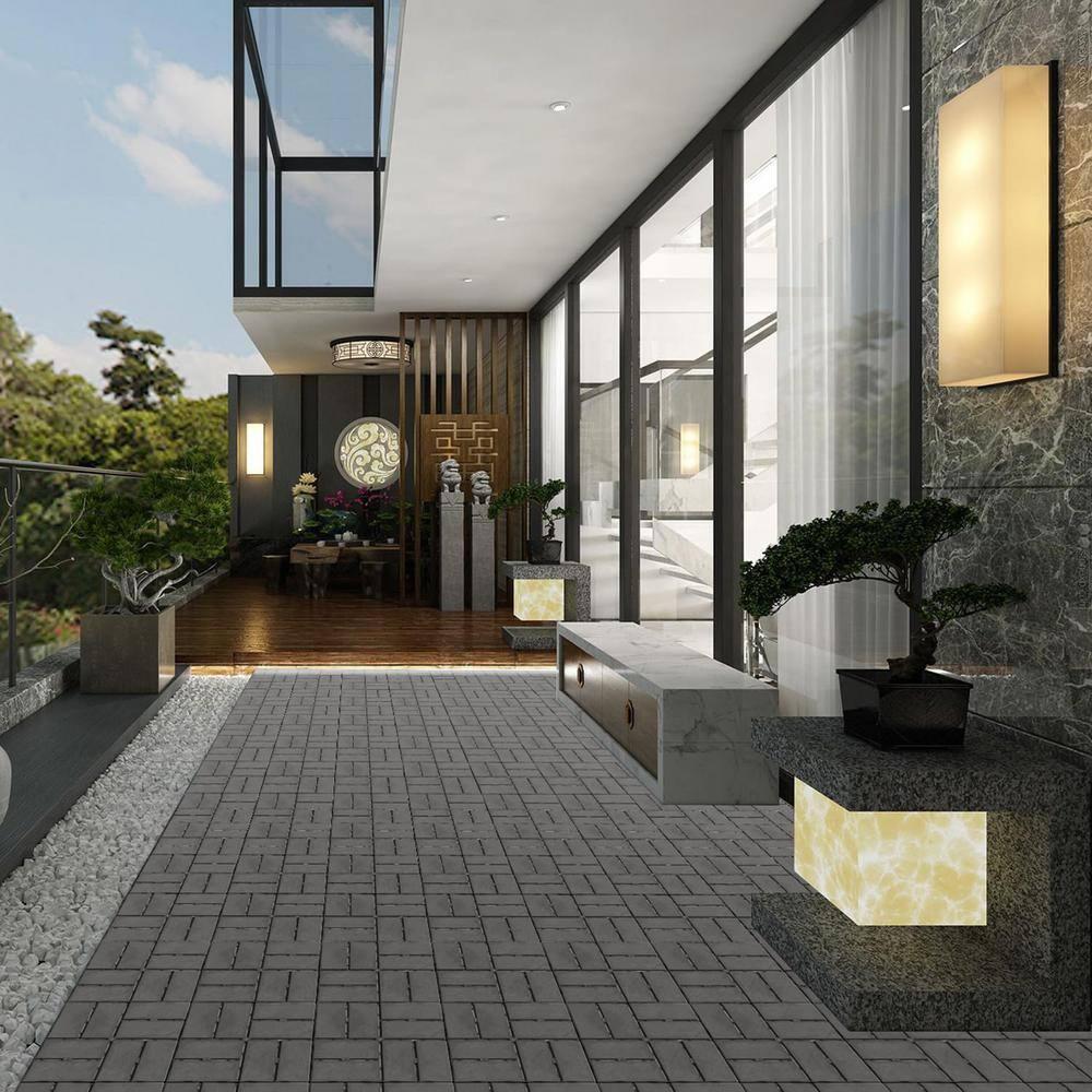 Goovilla Plastic Interlocking Deck Tiles, 27 Pack Outdoor Patio Flooring, 12"x12" Interlocking Decking Tile Outdoor All Weather Use, Waterproof Patio Pavers for Pool Balcony Backyard Porch, Dark Grey