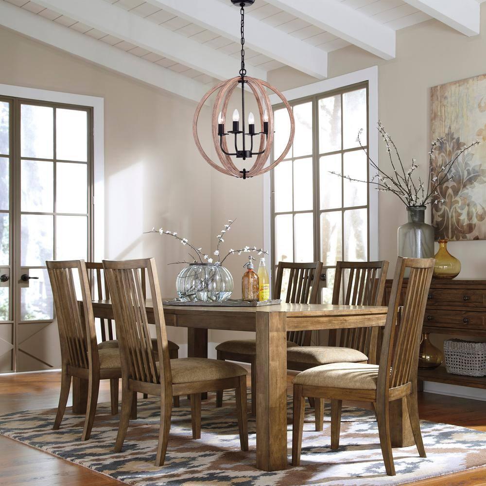 The Lighting Store Benita Antique Black Natural Wood Orb Chandelier