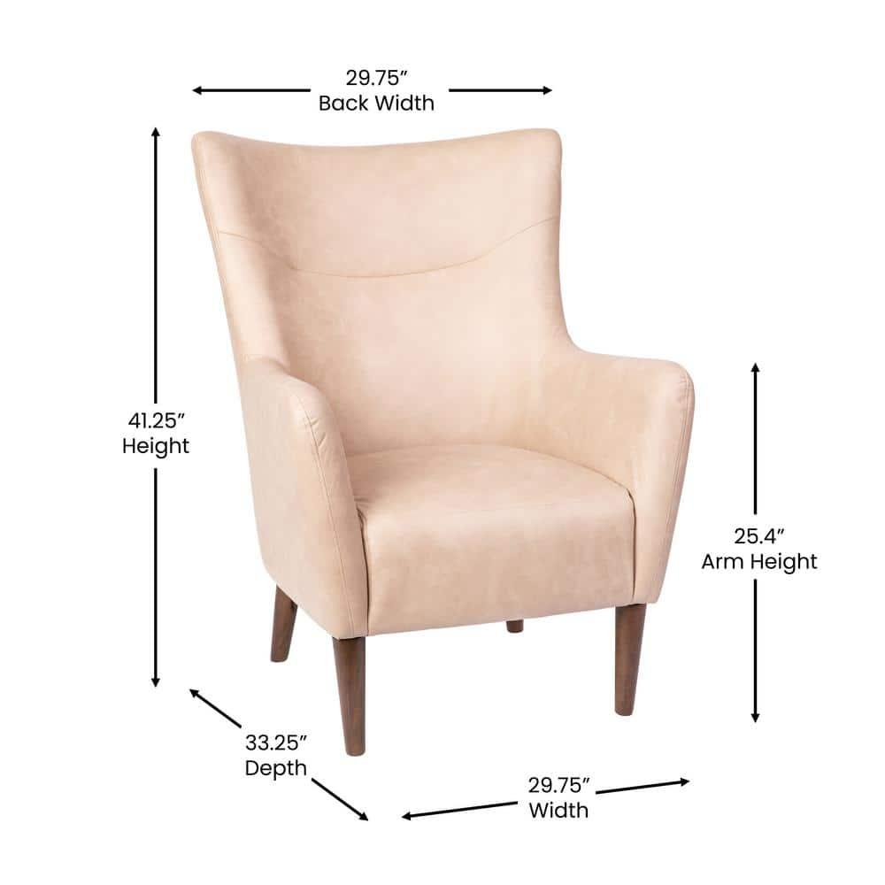 Taylor & Logan Reggie Wingback Chair: Faux Leather, Wood Frame, 300 lbs Capacity