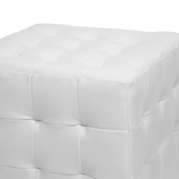 Set of 2 Siskal Modern Cube Ottoman White - Baxton Studio: Faux Leather, Wood Frame, No Assembly Required