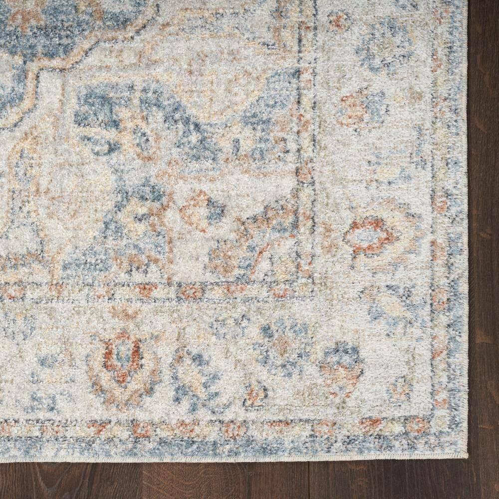 Nourison Astra Machine Washable Vintage Medallion Indoor Rug Denim Multi 6'7" x 9'