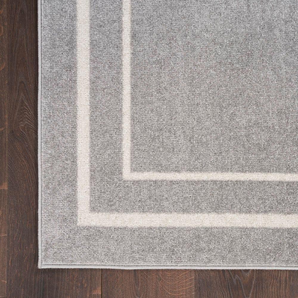 Nourison Essentials 2' x 6' Grey/Ivory Contemporary Bordered Indoor/Outdoor Area Rug