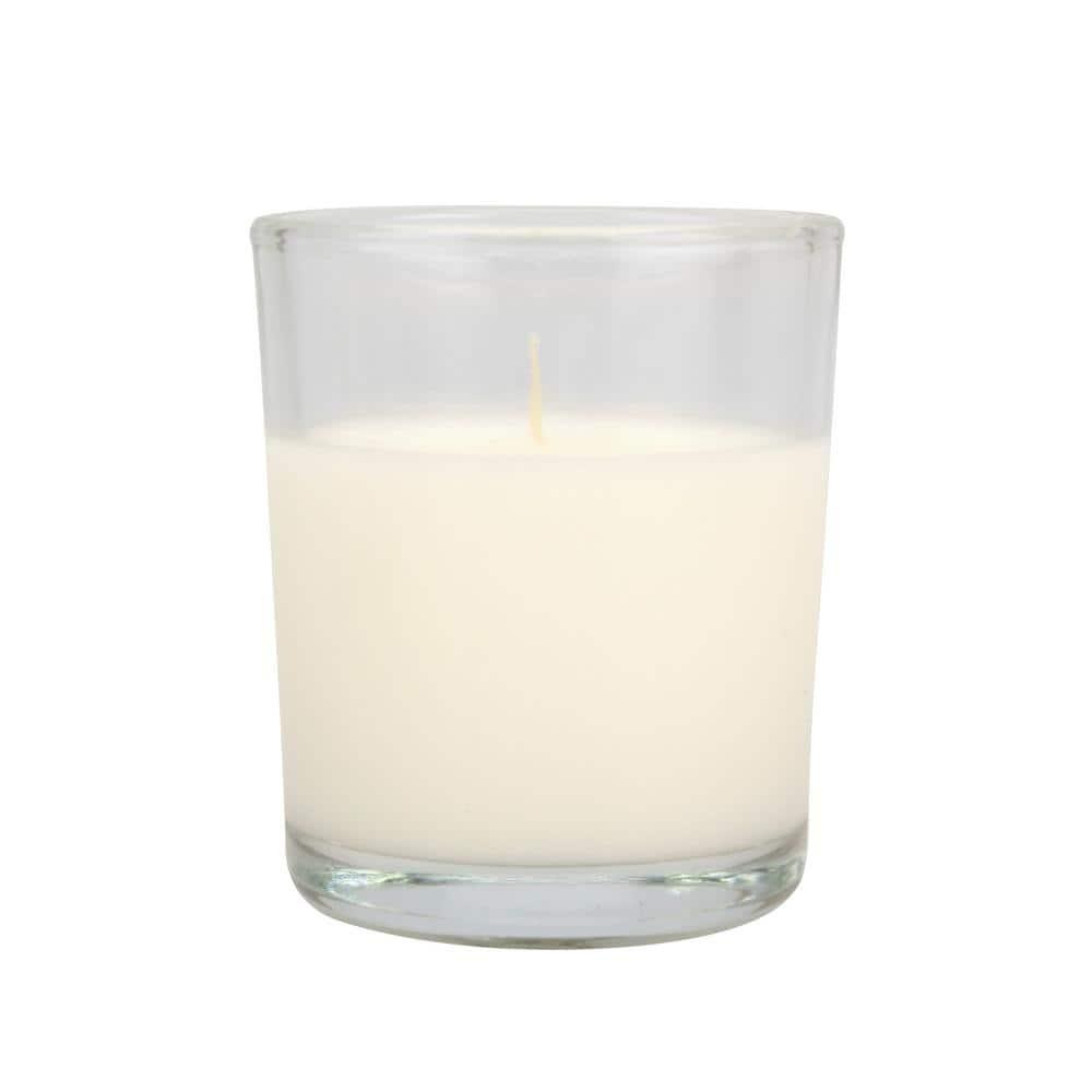 48pk Unscented Long Burning Clear Glass Wax Candles Ivory - Stonebriar Collection: Traditional Style, 15hr Burn Time