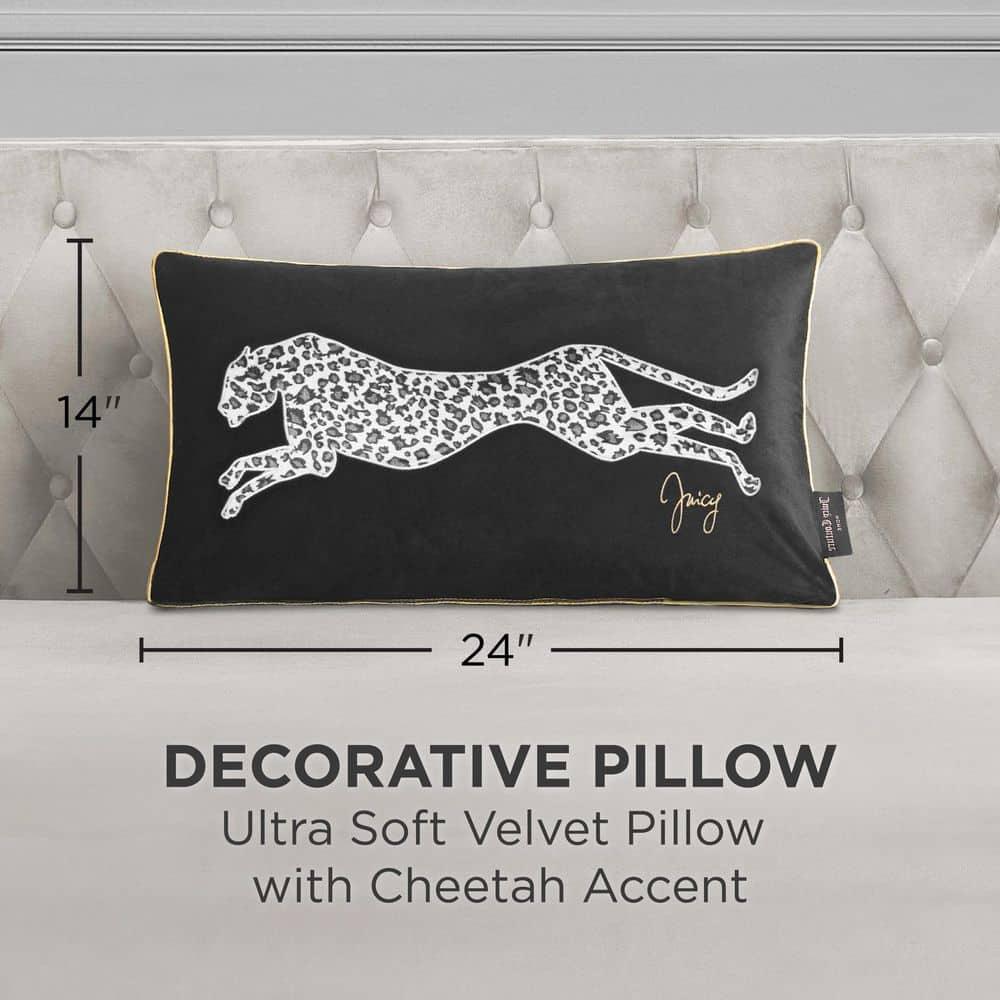 Juicy Couture Juicy Couture Velvet Cheetah Plush Decorative Throw Pillows - 14" x 24"