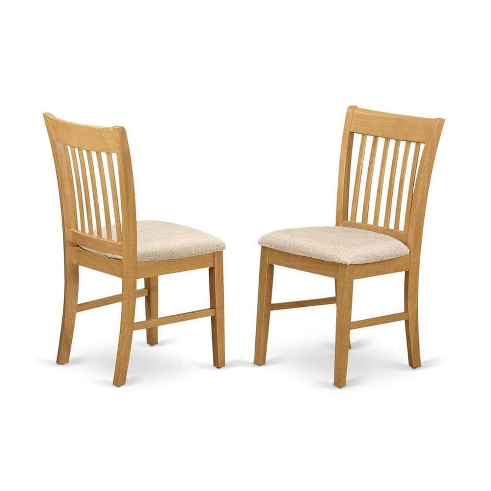 East West Furniture Norden 3-piece Wood Dining Set with Linen Fabric Seat in Oak