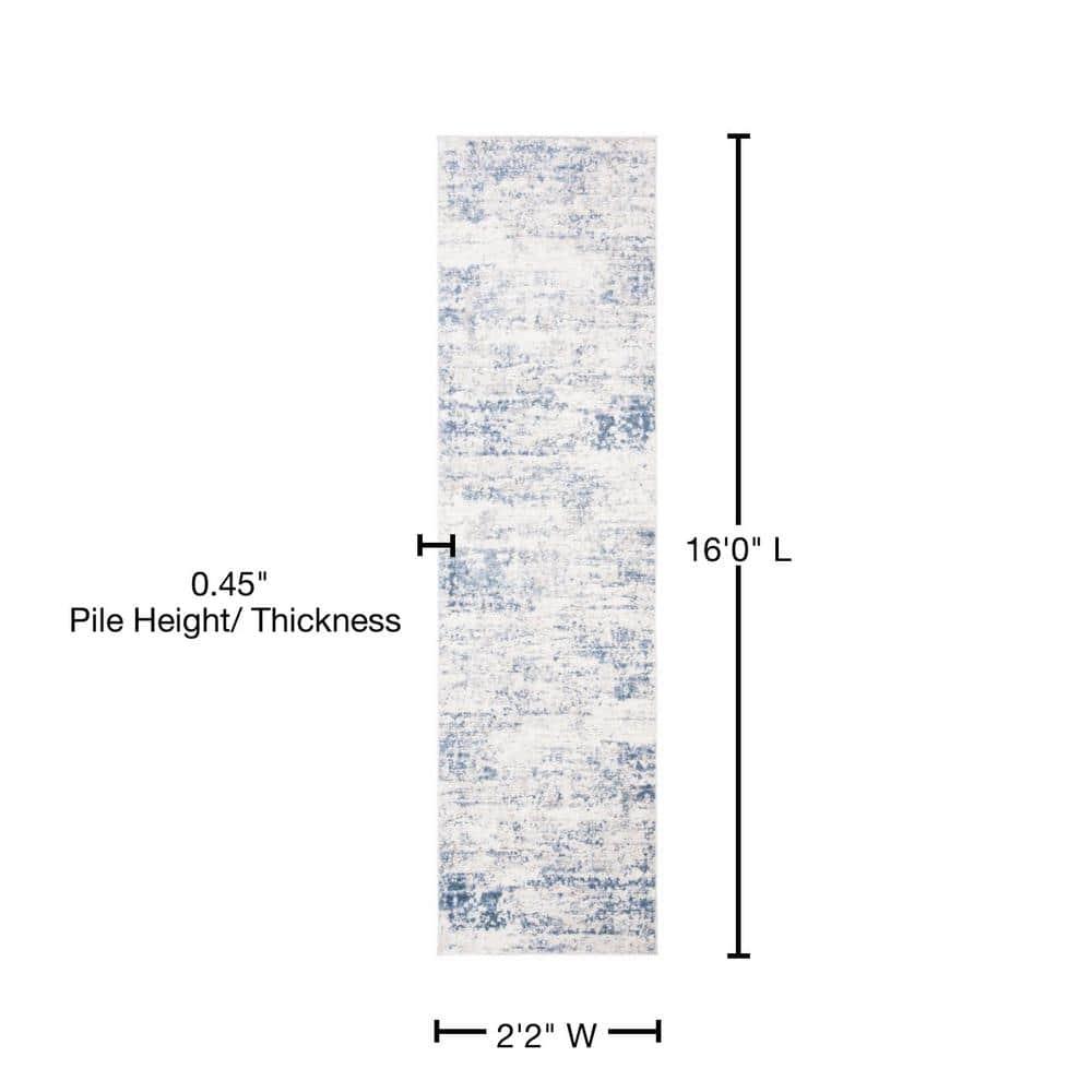 Amelia ALA700 Power Loomed Runner Rug - Ivory/Blue - 2'2"x16' - Safavieh.