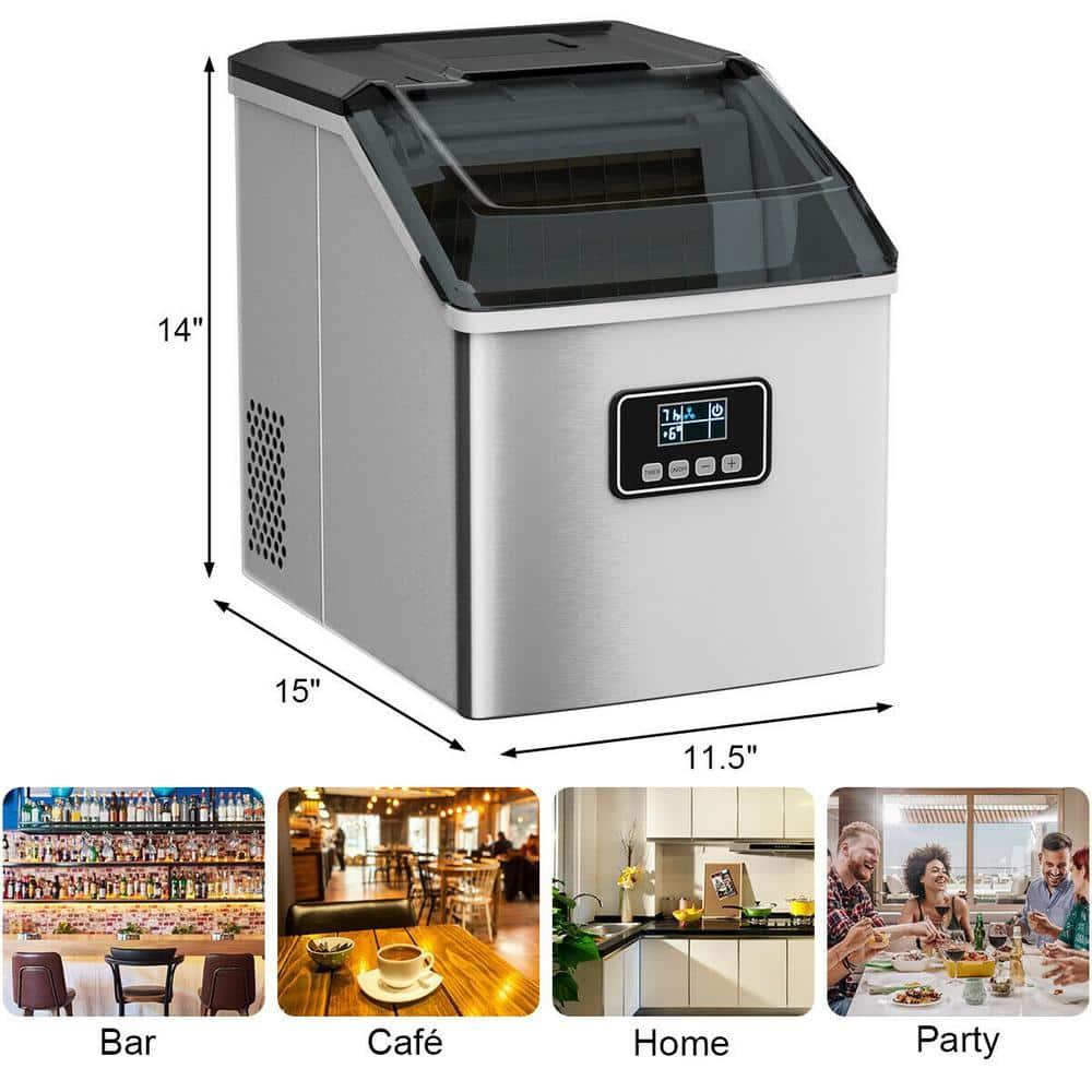 Calorful 48 Lbs Stainless Self-Clean Ice Maker With LCD Display