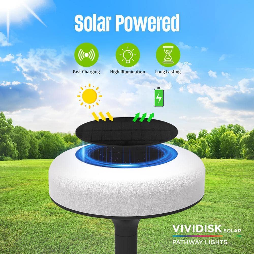 Bell + Howell Bell+Howell Color Changing Outdoor Solar Powered Garden Disk Lights, Wireless Auto On/off Lights (Set of 8)