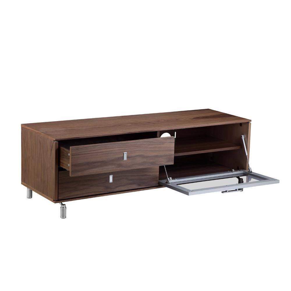 Benjara Ida 60 Inch TV Entertainment Console, Drawers, Pull Down Door, Walnut Brown