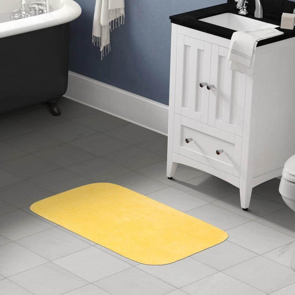 Garland Rug 24"x40" Traditional Plush Nylon Washable Bath Rug Yellow : Microfiber, Machine Washable, Non-Slip Backing