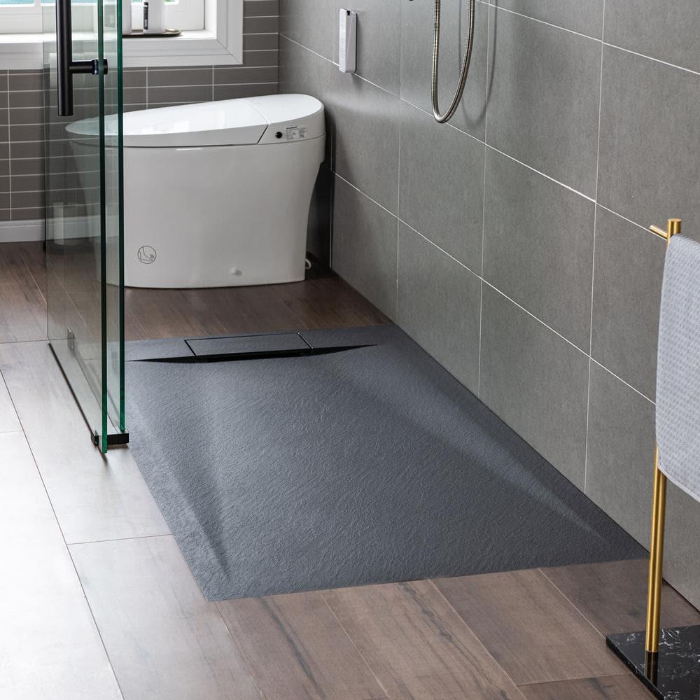 47.25" W x 35.4" D Solid Surface Rectangular Shower Base, Non-Slip, Low-Profile, Curbless, Wheelchair Accessible