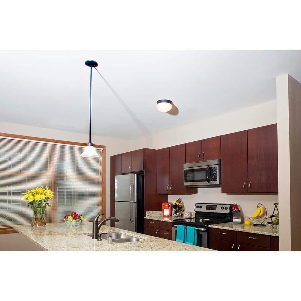 Design House 514547 Millbridge Traditional 1-Light Indoor Flush Mount Ceiling Light Dimmable Alabaster Glass for Bedroom Dining Room Kitchen, Oil Rubbed Bronze