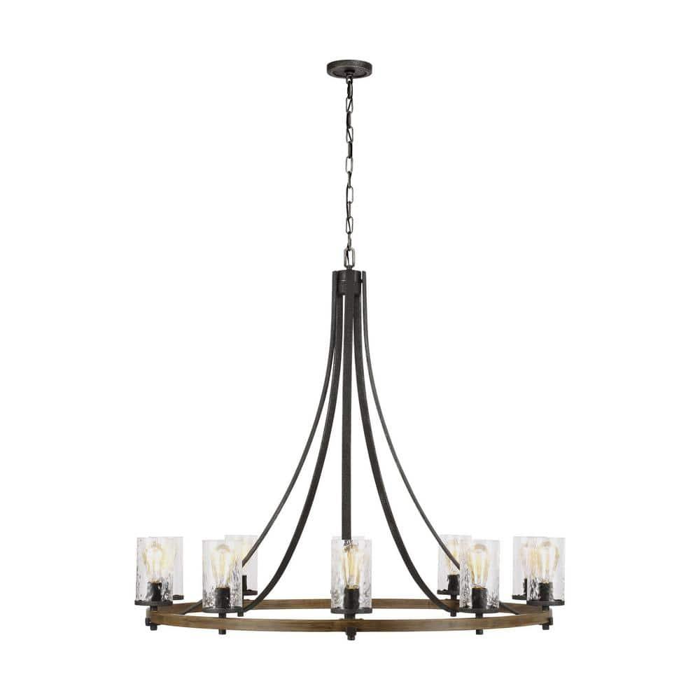 Steffens Iron & Textured Glass Chandelier (24"-48")