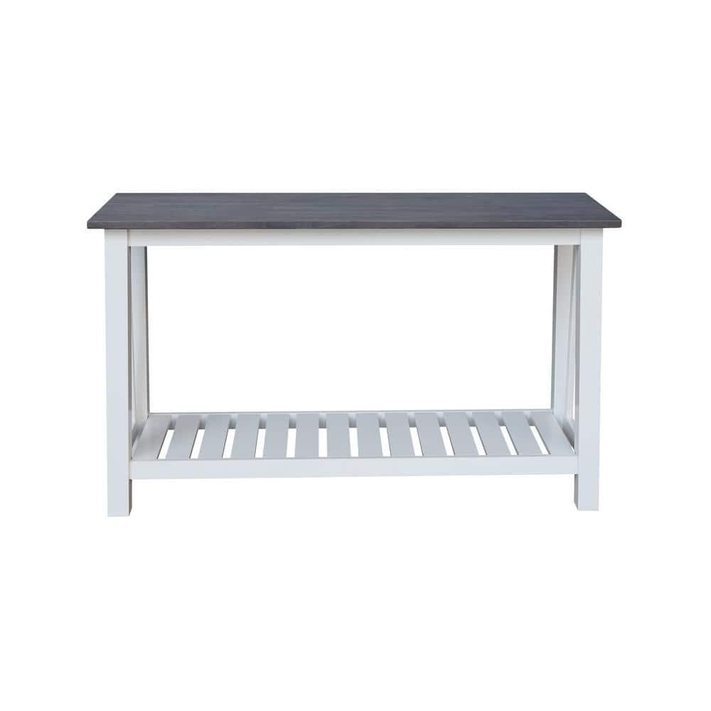 Surrey Solid Wood Console/Sofa Table in White/Heather Gray