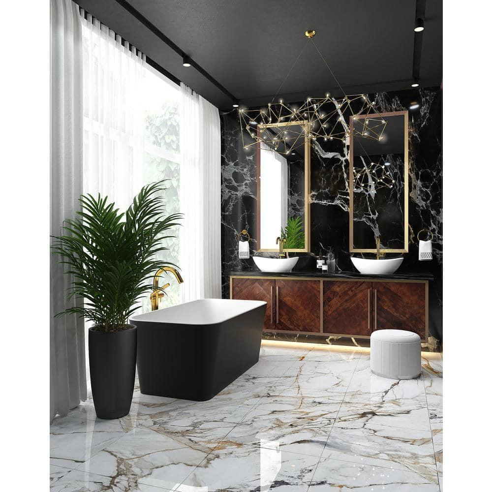 Riobel TRU39BK Riu Thermostatic Single Hole Floor Mount Tub Filler Trim