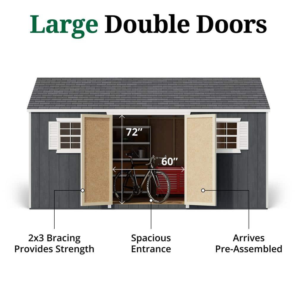 Little Cottage Co. 12x16 Value Workshop Shed with Operable Windows, Outdoor Wood Storage Do-It-Yourself Precut Kit