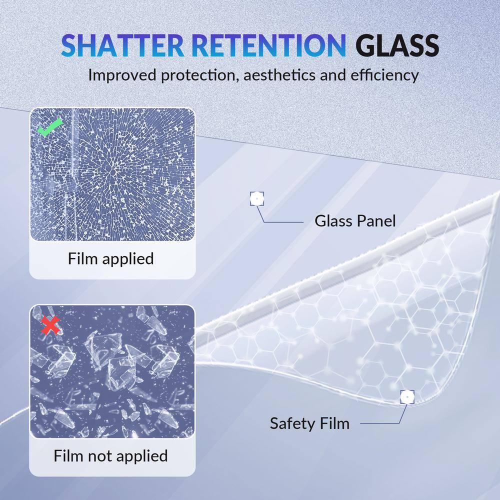 WoodBridge Frameless Single Sliding Shower Doors, 56-60" W X 62" H With 5/16" Clear Tempered Glass And Explosion-Proof Film MSDF6062-C