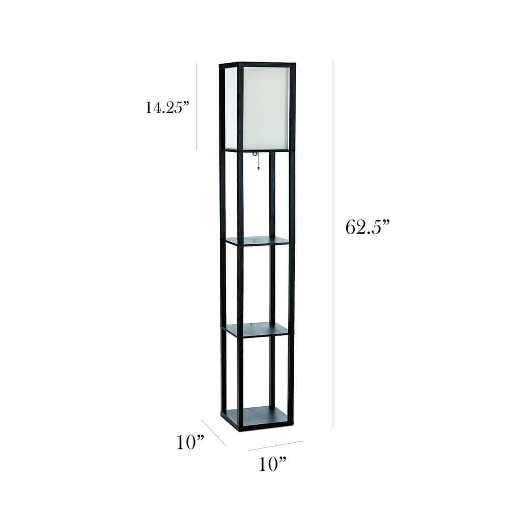 Simple Designs 62.5" Three Shelf Etagere Organizer Storage Floor Lamp